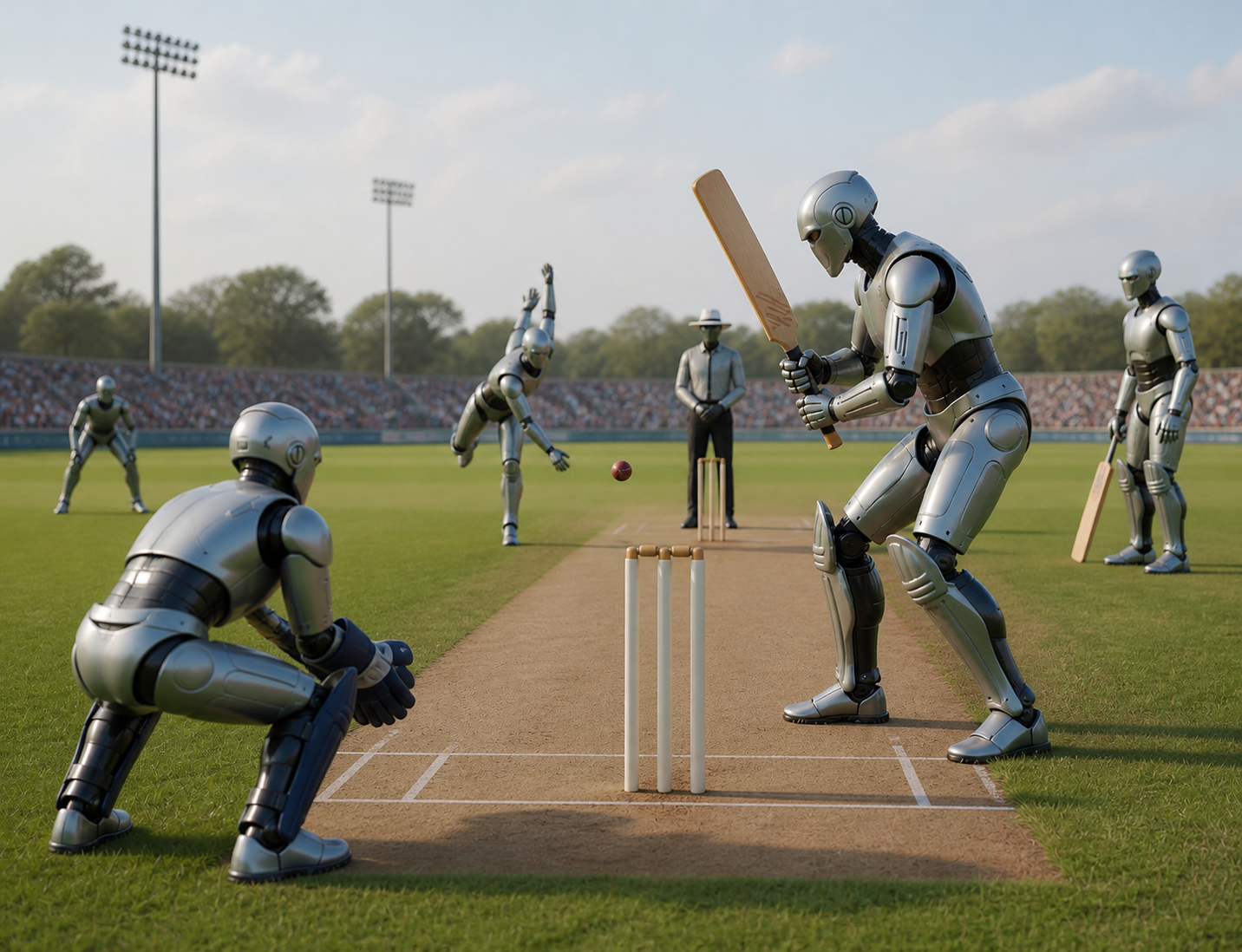 The sealed Firefly cricket challenge. The initial image has the appearance of cricket without a complete model of one delivery. A frozen integrity contract guides a single editing call that reconstructs the missing roles, two-ended pitch, and ball trajectory. This is a…