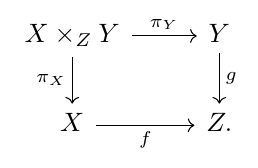 Commutative diagram illustrating 0.7.1 Products, pullbacks, and equalizers.